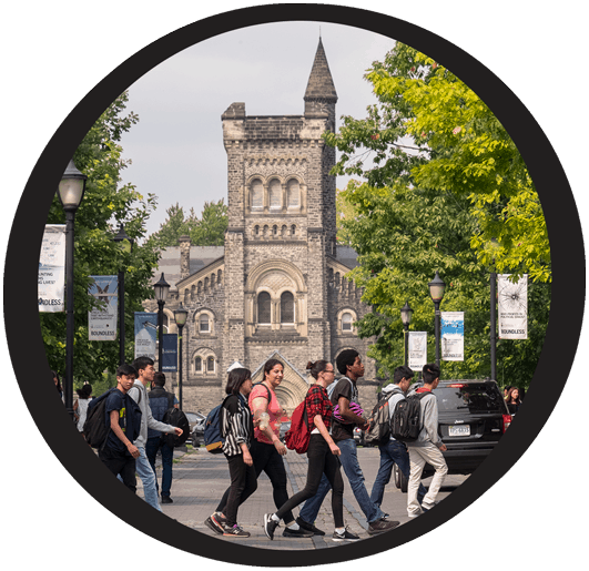 Students walking in front of school building