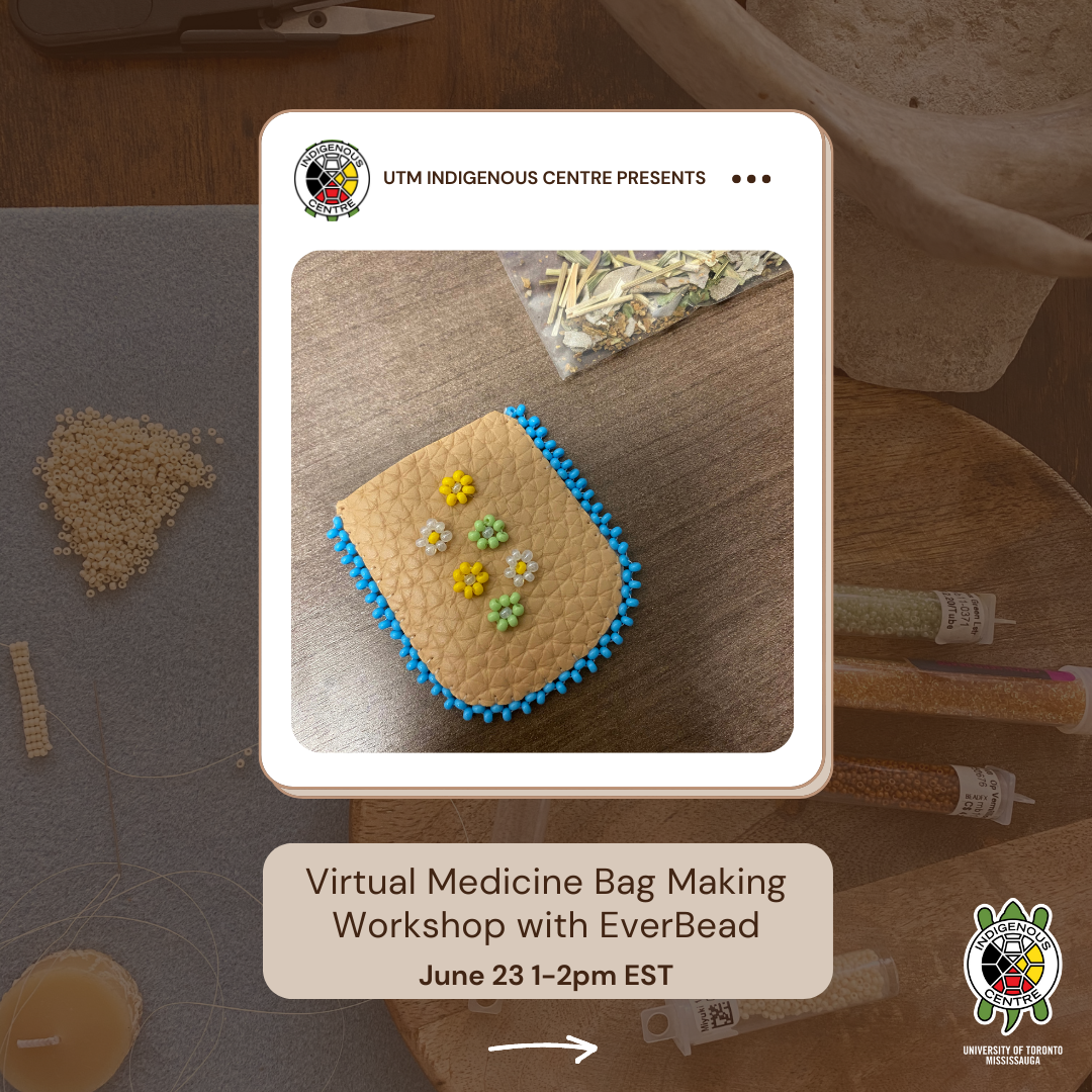 virtual medicine bag workshop, photo of leather medicine bag with beaded detailing